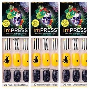 ImPress Press-On Medium Length Halloween Nails (Witch Design) 3 Packs!